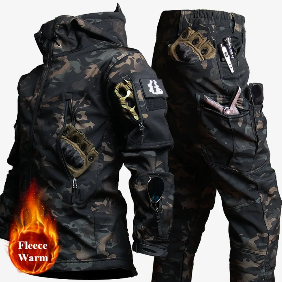 Winter Soft Shell Mens Tactical Set Outdoor Windproof