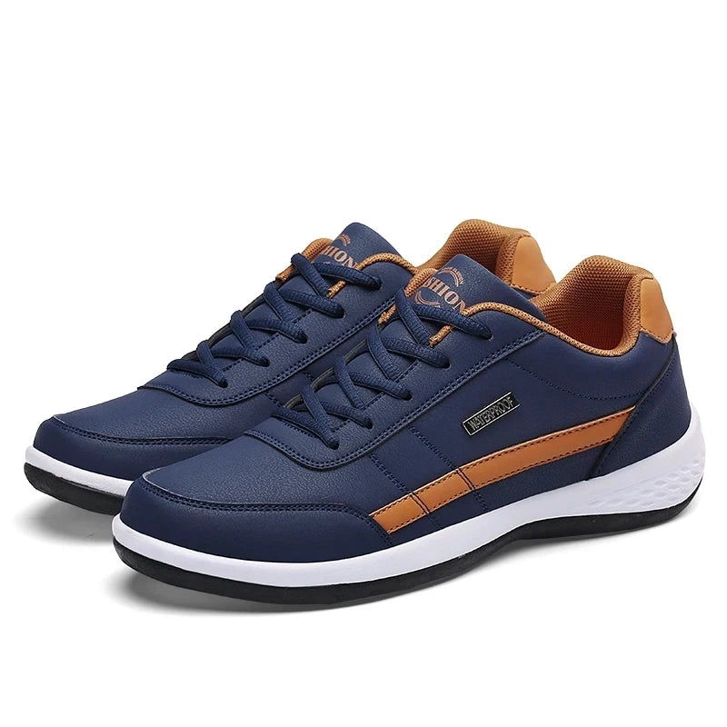 Men's Fashion Leather Casual Sneakers Sports Running Shoes Breathable Outdoor Men